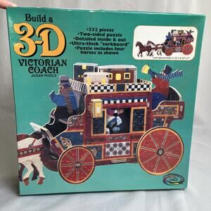 Ceaco 3D Victorian Coach Corkboard Jigsaw Puzzle, 352 Pieces, Sealed in Box, NOS
